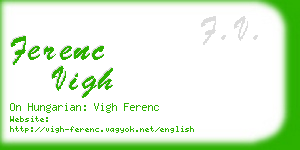 ferenc vigh business card